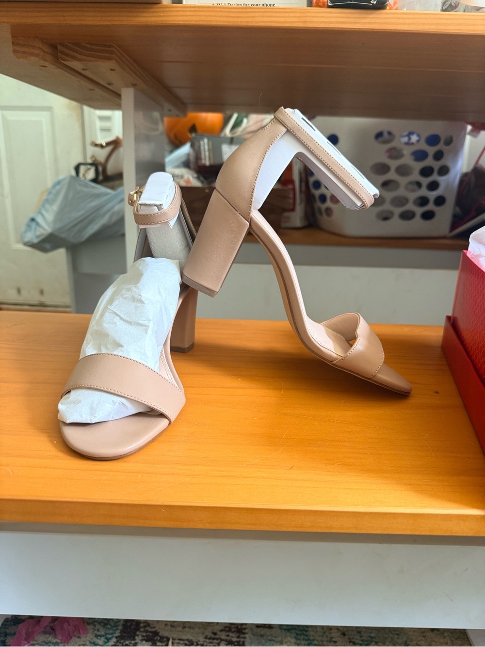 New in box Nude Block Heel Ankle-Strap Sandals - Classic Women’s Dress Shoe